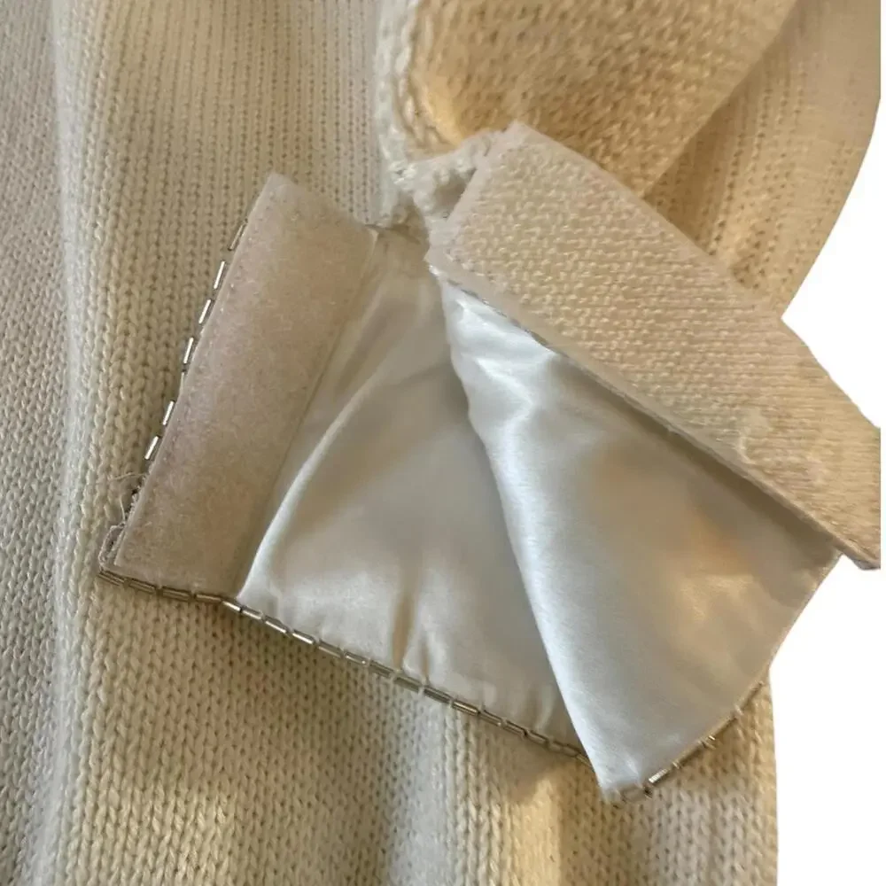 Vintage Sequin Tie Sweater – Ivory Pullover - Picture 3 of 6